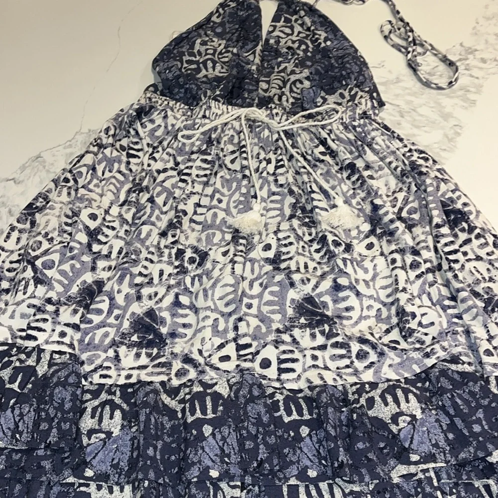 Free People Beach Day halter navy and white mini dress size large - Picture 13 of 16